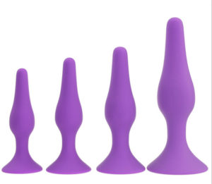Rubber Anal butt plugs kit with 4 different sizes
