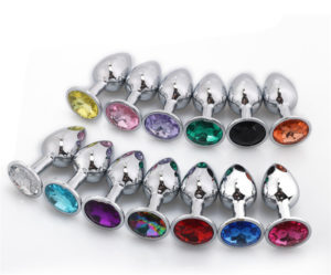Metal Butt Plug Sex Toy With Different Colors Of Crystals